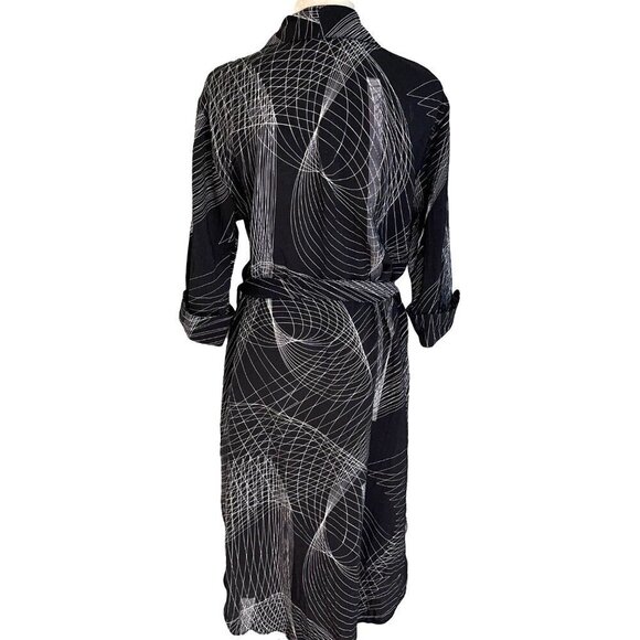 Smash + Tess Lightweight Robe Duster Womens Size M L Rayon Nylon Black White - Picture 2 of 9